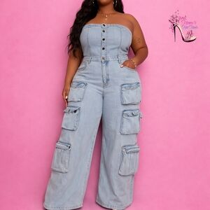 NWT Light Blue Denim Jumpsuit